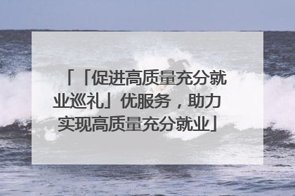 「促进高质量充分就业巡礼」优服务，助力实现高质量充分就业