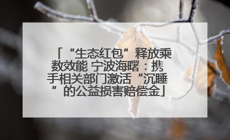 “生态红包”释放乘数效能 宁波海曙：携手相关部门激活“沉睡”的公益损害赔偿金