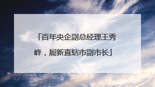 百年央企副总经理王秀峰，履新直辖市副市长
