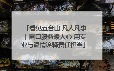 看见五台山 凡人凡事｜窗口服务暖人心 用专业与温情诠释责任担当
