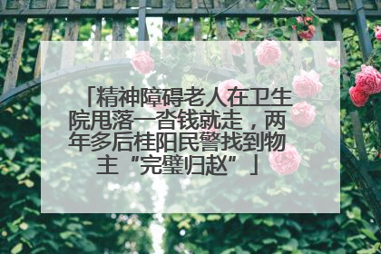 精神障碍老人在卫生院甩落一沓钱就走，两年多后桂阳民警找到物主“完璧归赵”