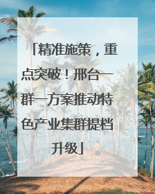 精准施策，重点突破！邢台一群一方案推动特色产业集群提档升级