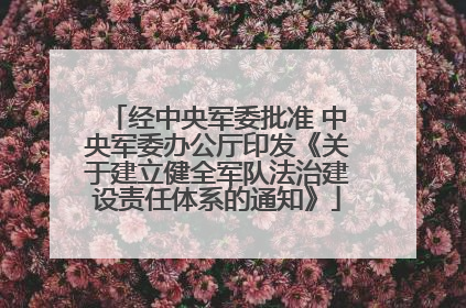 经中央军委批准 中央军委办公厅印发《关于建立健全军队法治建设责任体系的通知》