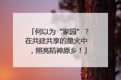 何以为“家园”？在共建共享的星火中，照亮精神原乡！