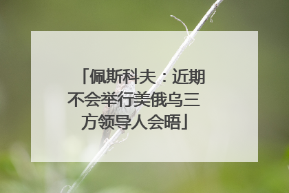 佩斯科夫：近期不会举行美俄乌三方领导人会晤
