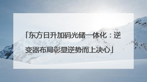 东方日升加码光储一体化：逆变器布局彰显逆势而上决心
