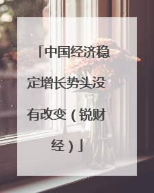 中国经济稳定增长势头没有改变（锐财经）