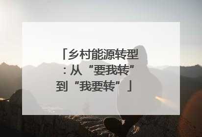 乡村能源转型：从“要我转”到“我要转”