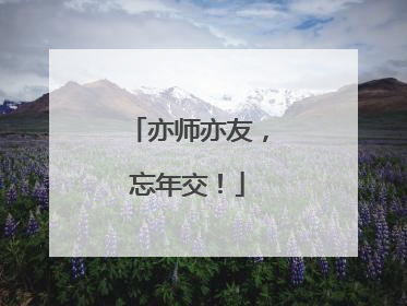 亦师亦友，忘年交！