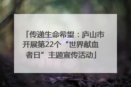 传递生命希望：庐山市开展第22个“世界献血者日”主题宣传活动