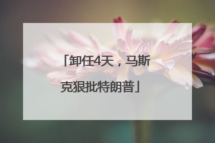 卸任4天，马斯克狠批特朗普
