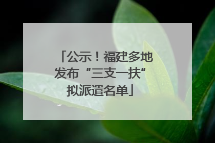 公示！福建多地发布“三支一扶”拟派遣名单