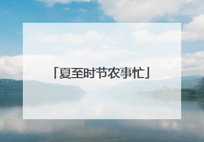 夏至时节农事忙