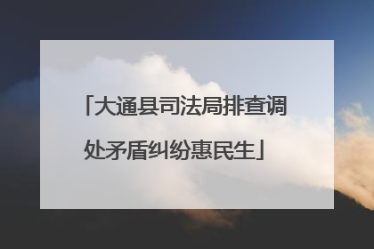 大通县司法局排查调处矛盾纠纷惠民生