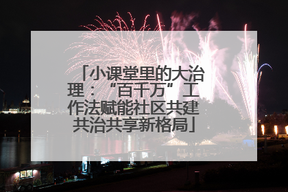 小课堂里的大治理：“百千万”工作法赋能社区共建共治共享新格局