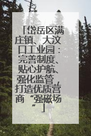 岱岳区满庄镇、大汶口工业园：完善制度、贴心护航、强化监管，打造优质营商“强磁场”