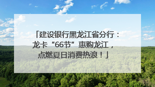 建设银行黑龙江省分行：龙卡“66节”惠购龙江，点燃夏日消费热浪！