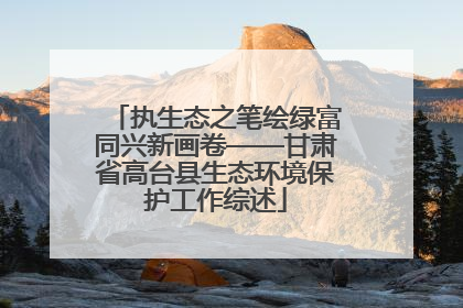 执生态之笔绘绿富同兴新画卷——甘肃省高台县生态环境保护工作综述