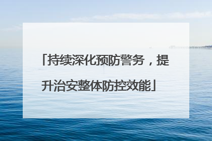 持续深化预防警务，提升治安整体防控效能