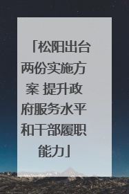 松阳出台两份实施方案 提升政府服务水平和干部履职能力