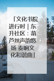 文化书院进行时｜东升社区：葫芦丝声韵悠扬 奏响文化和谐曲