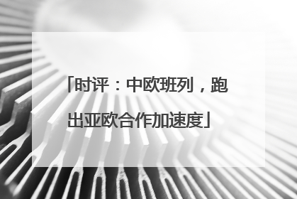 时评：中欧班列，跑出亚欧合作加速度