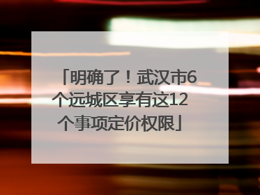 明确了！武汉市6个远城区享有这12个事项定价权限