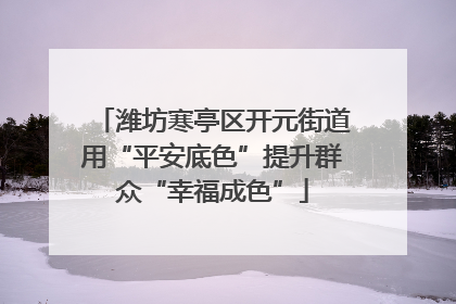 潍坊寒亭区开元街道用“平安底色”提升群众“幸福成色”