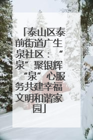泰山区泰前街道广生泉社区：“泉”聚银辉“泉”心服务共建幸福文明和谐家园
