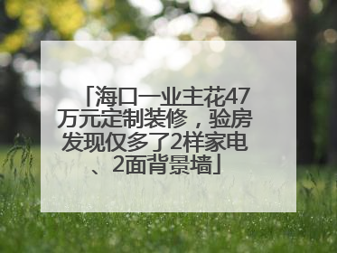 海口一业主花47万元定制装修，验房发现仅多了2样家电、2面背景墙