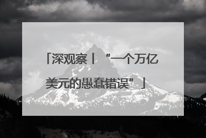 深观察丨“一个万亿美元的愚蠢错误”