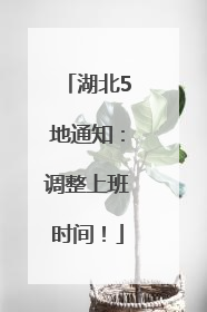 湖北5地通知：调整上班时间！