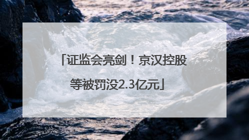 证监会亮剑！京汉控股等被罚没2.3亿元