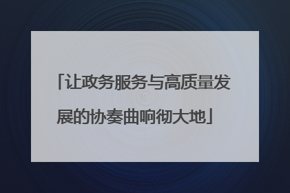 让政务服务与高质量发展的协奏曲响彻大地