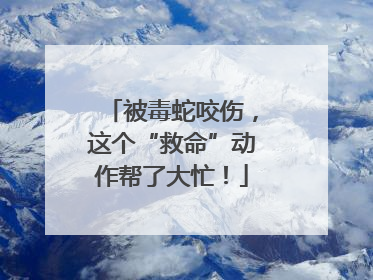 被毒蛇咬伤，这个“救命”动作帮了大忙！
