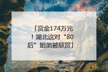 赏金174万元！湖北这对“80后”姐弟被悬赏