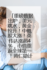 重磅数据出炉，美元跳水，黄金拉升！中概股大涨！英伟达涨超4%，市值重返全球第一！黄仁勋计划出售至多600万股股票