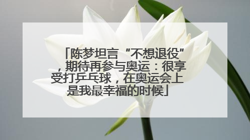 陈梦坦言“不想退役”，期待再参与奥运：很享受打乒乓球，在奥运会上是我最幸福的时候