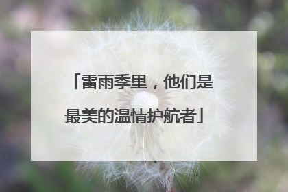 雷雨季里，他们是最美的温情护航者