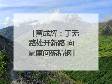 黄成辉：于无路处开新路 向毫厘间砺精钢