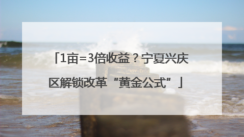 1亩=3倍收益？宁夏兴庆区解锁改革“黄金公式”