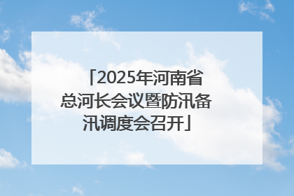 2025年河南省总河长会议暨防汛备汛调度会召开