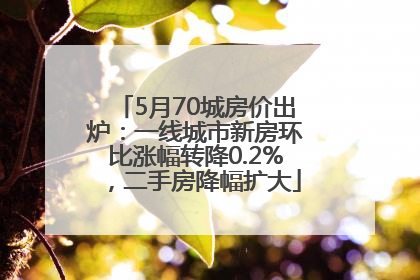 5月70城房价出炉：一线城市新房环比涨幅转降0.2%，二手房降幅扩大